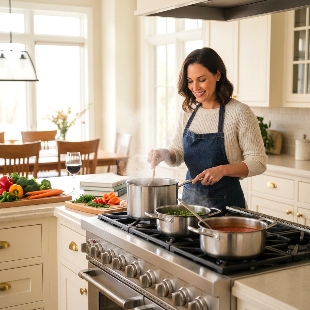 Warm cooking atmosphere in a Wolf kitchen